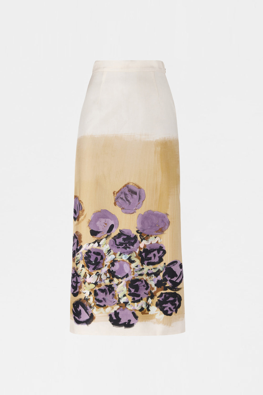 Floral Silk Pencil Skirt