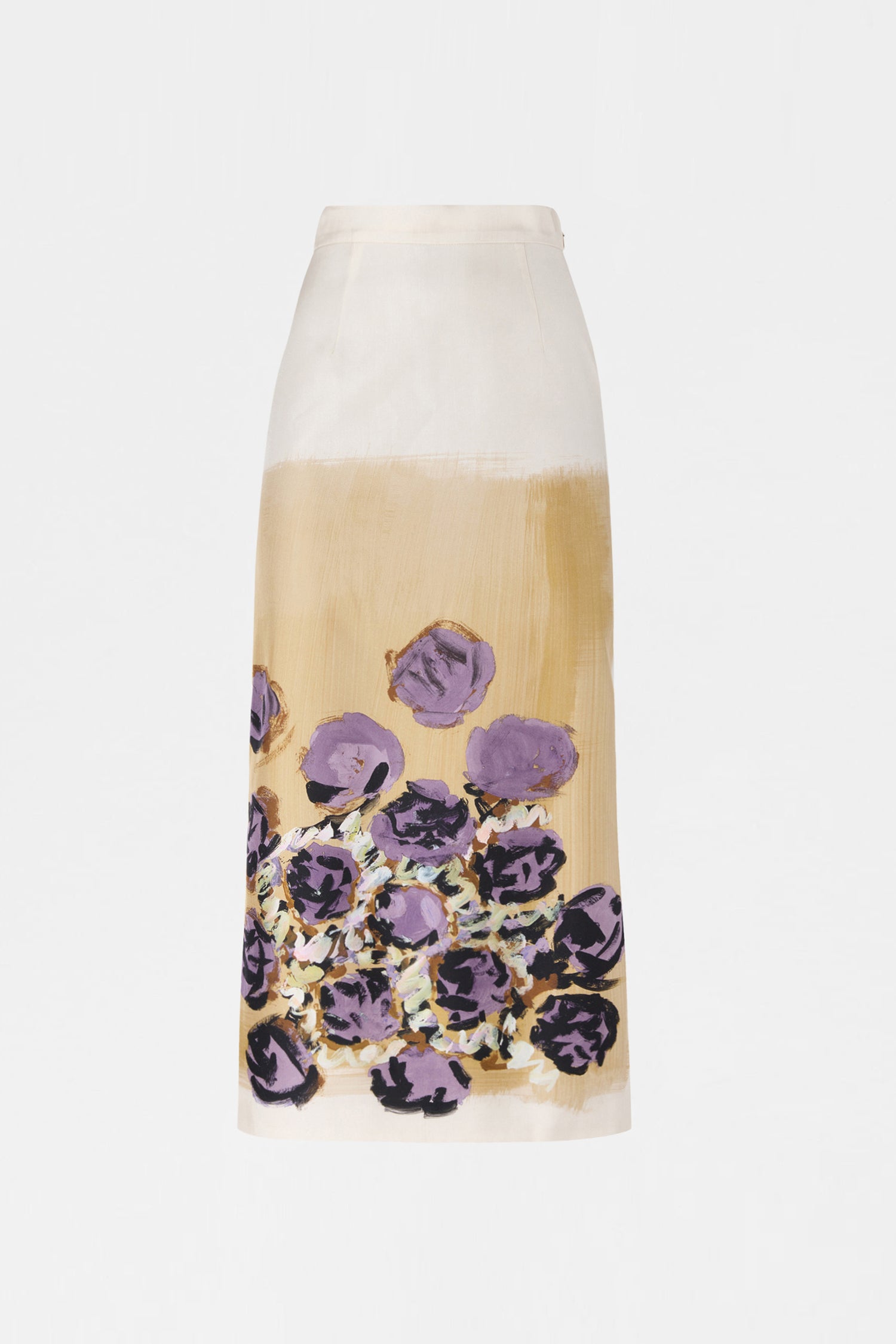 Floral Silk Pencil Skirt