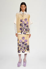 Floral Silk Pencil Skirt