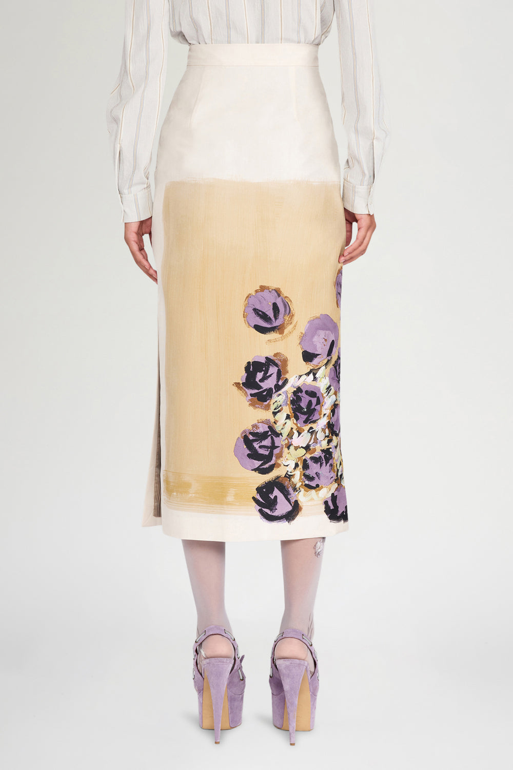 Floral Silk Pencil Skirt