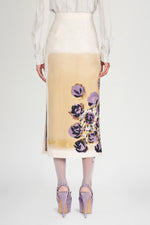 Floral Silk Pencil Skirt