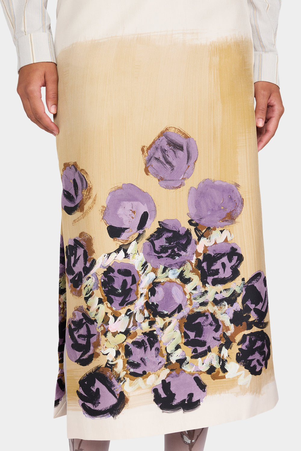 Floral Silk Pencil Skirt