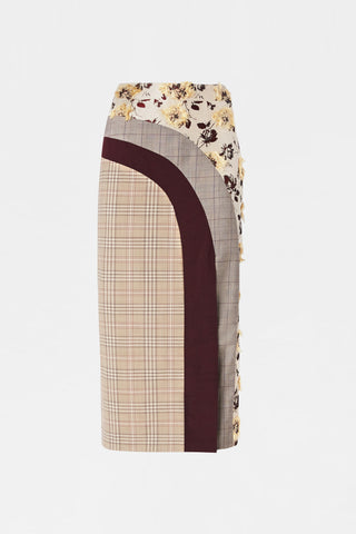 Patchwork Check Midi Skirt