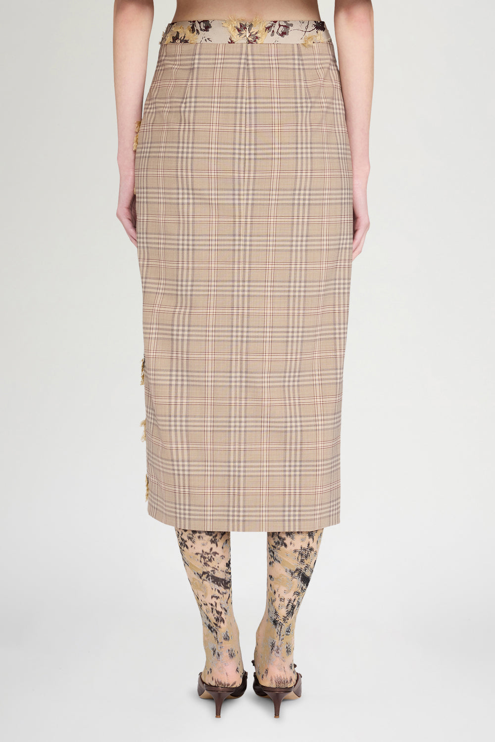 Patchwork Check Midi Skirt