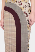 Patchwork Check Midi Skirt