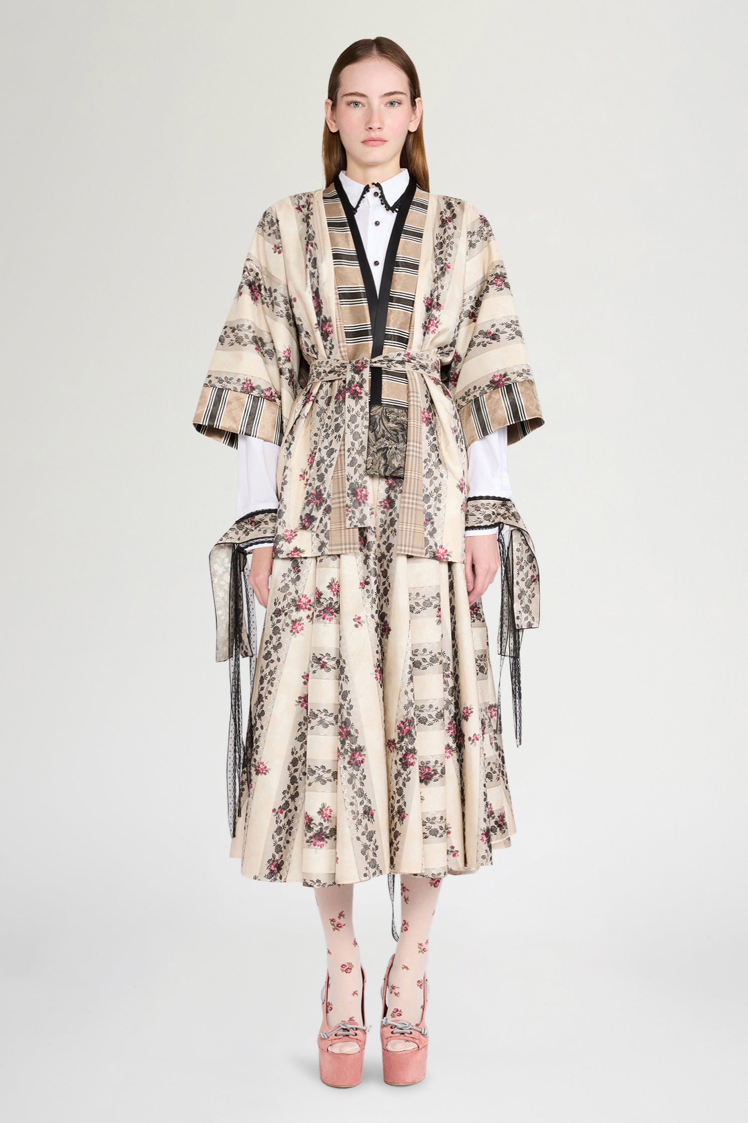 Floral Moiré Jacquard Full Skirt
