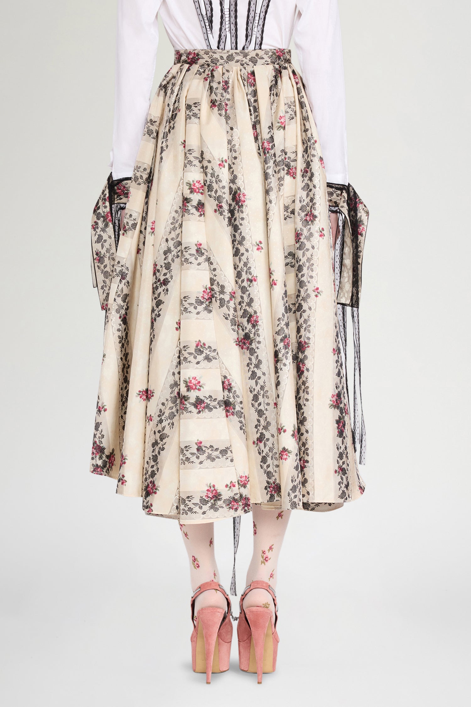 Floral Moiré Jacquard Full Skirt