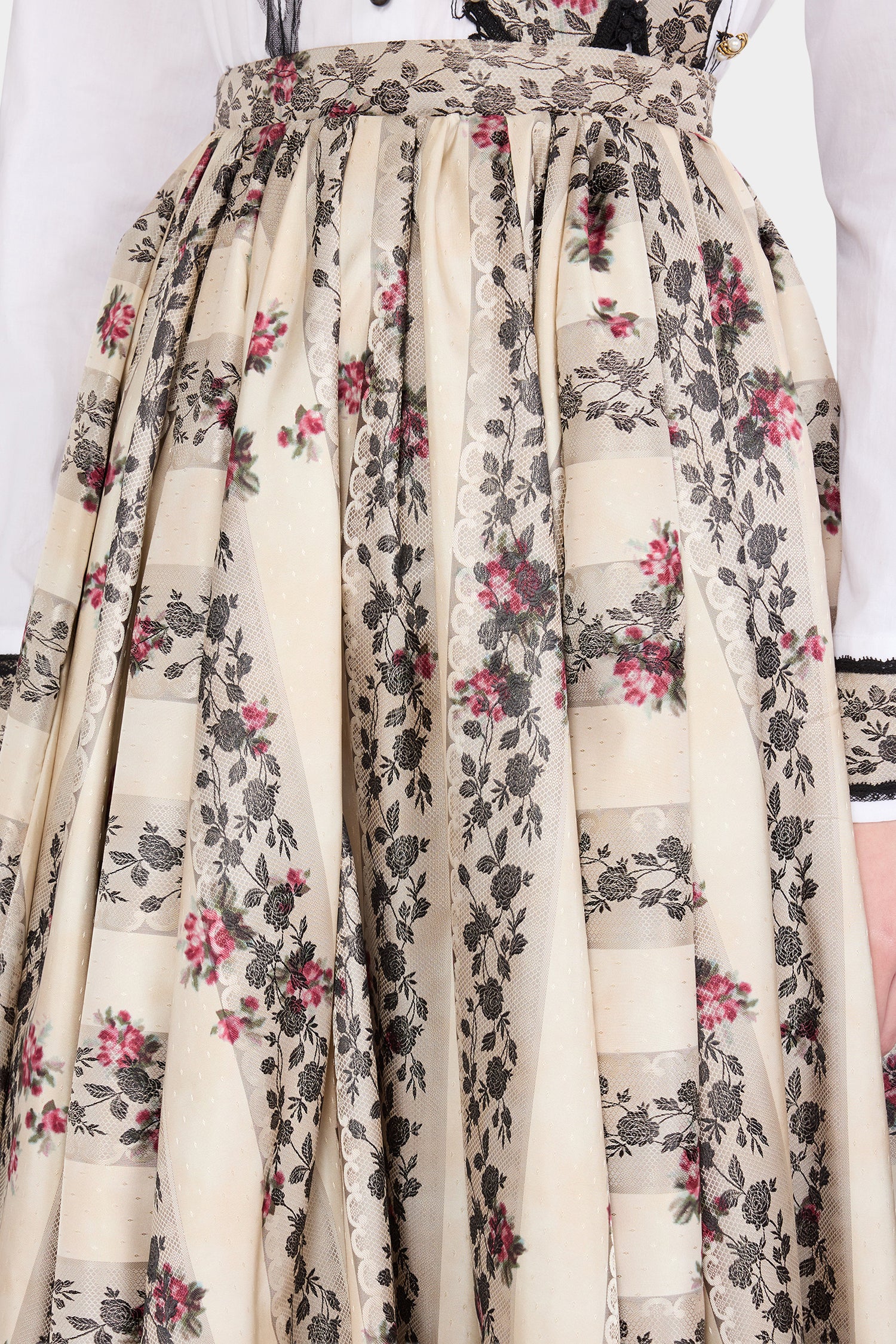 Floral Moiré Jacquard Full Skirt