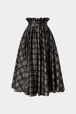 Crinkled Check Midi Skirt