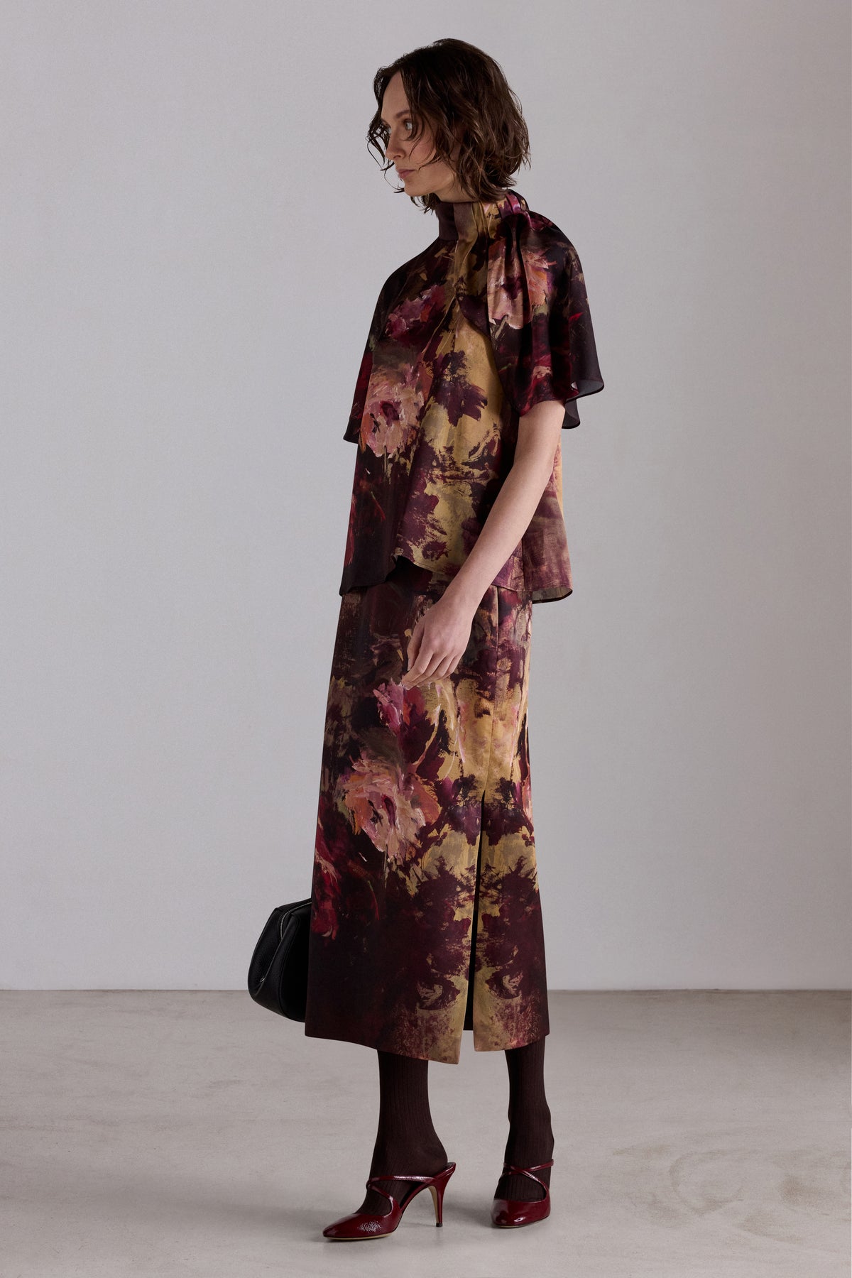 Painterly Rose Column Skirt