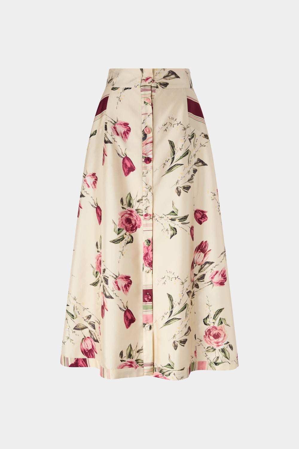Floral Silk Midi Skirt