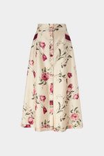 Floral Silk Midi Skirt