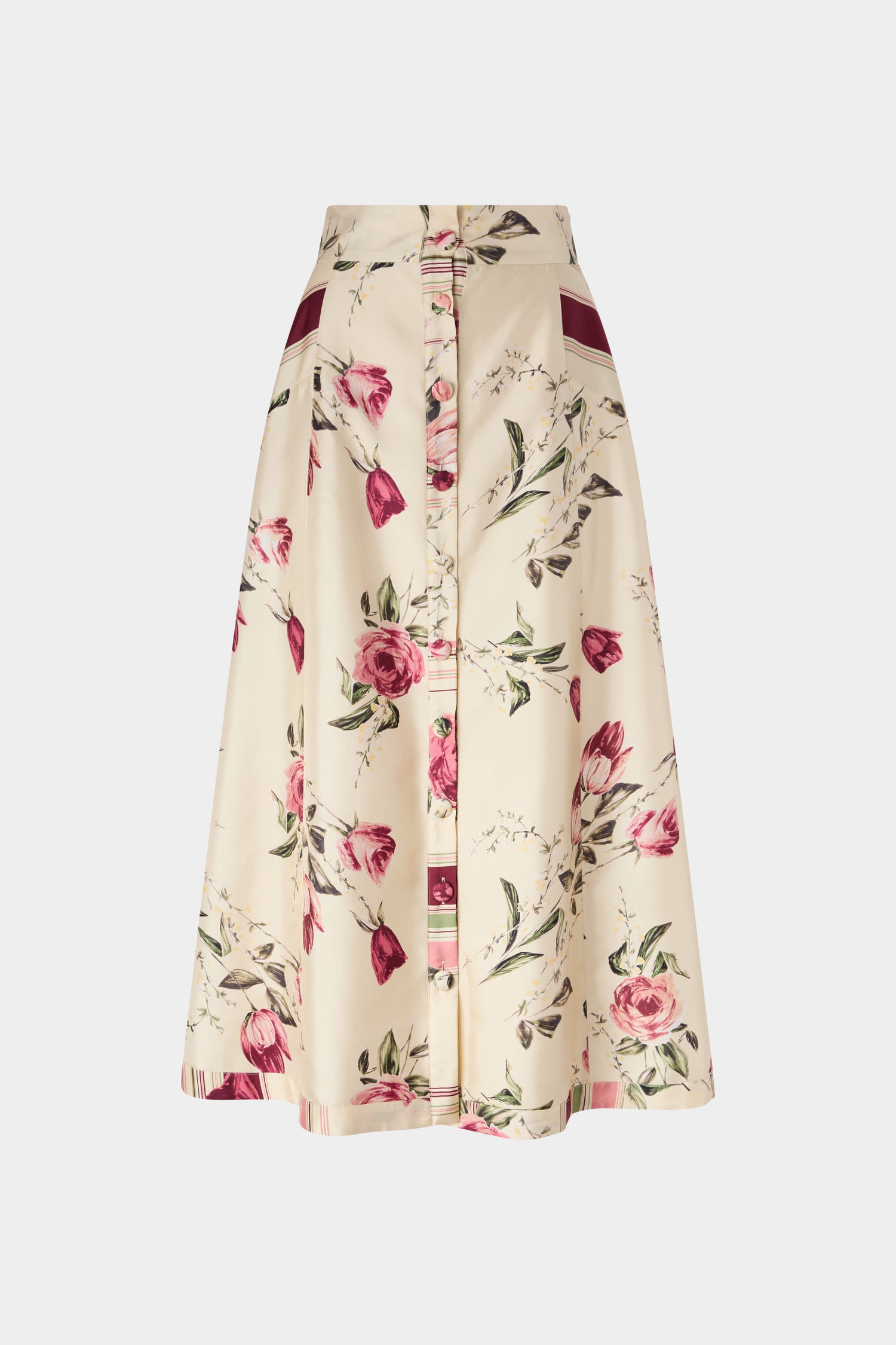 Floral Silk Midi Skirt
