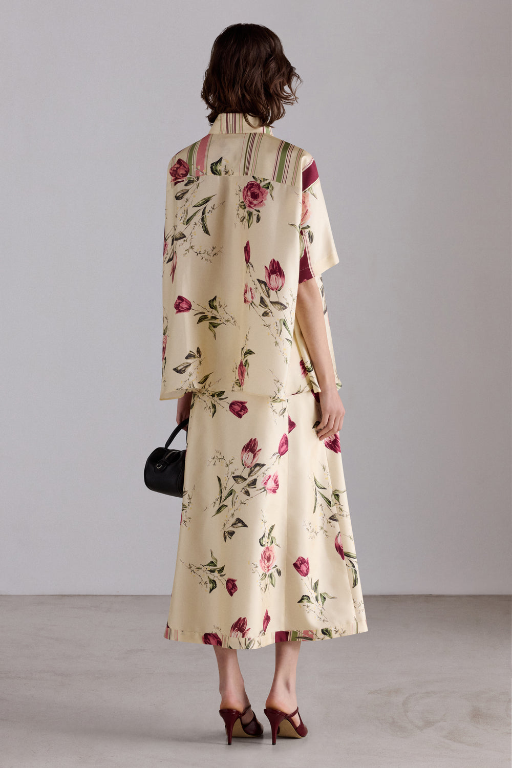 Floral Silk Midi Skirt