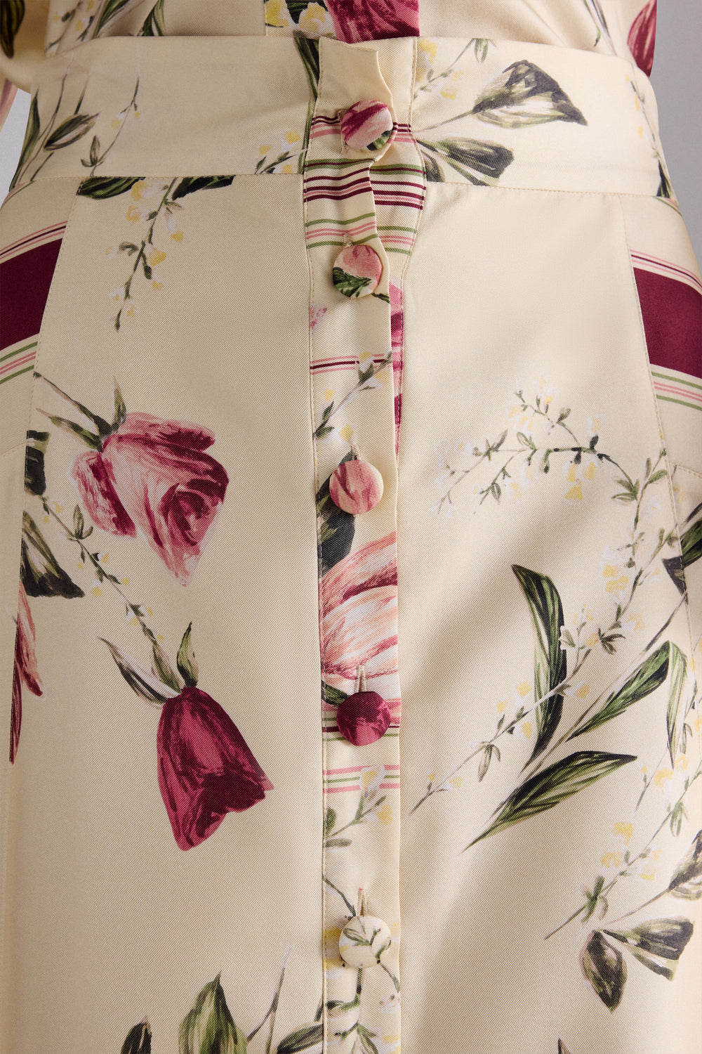 Floral Silk Midi Skirt
