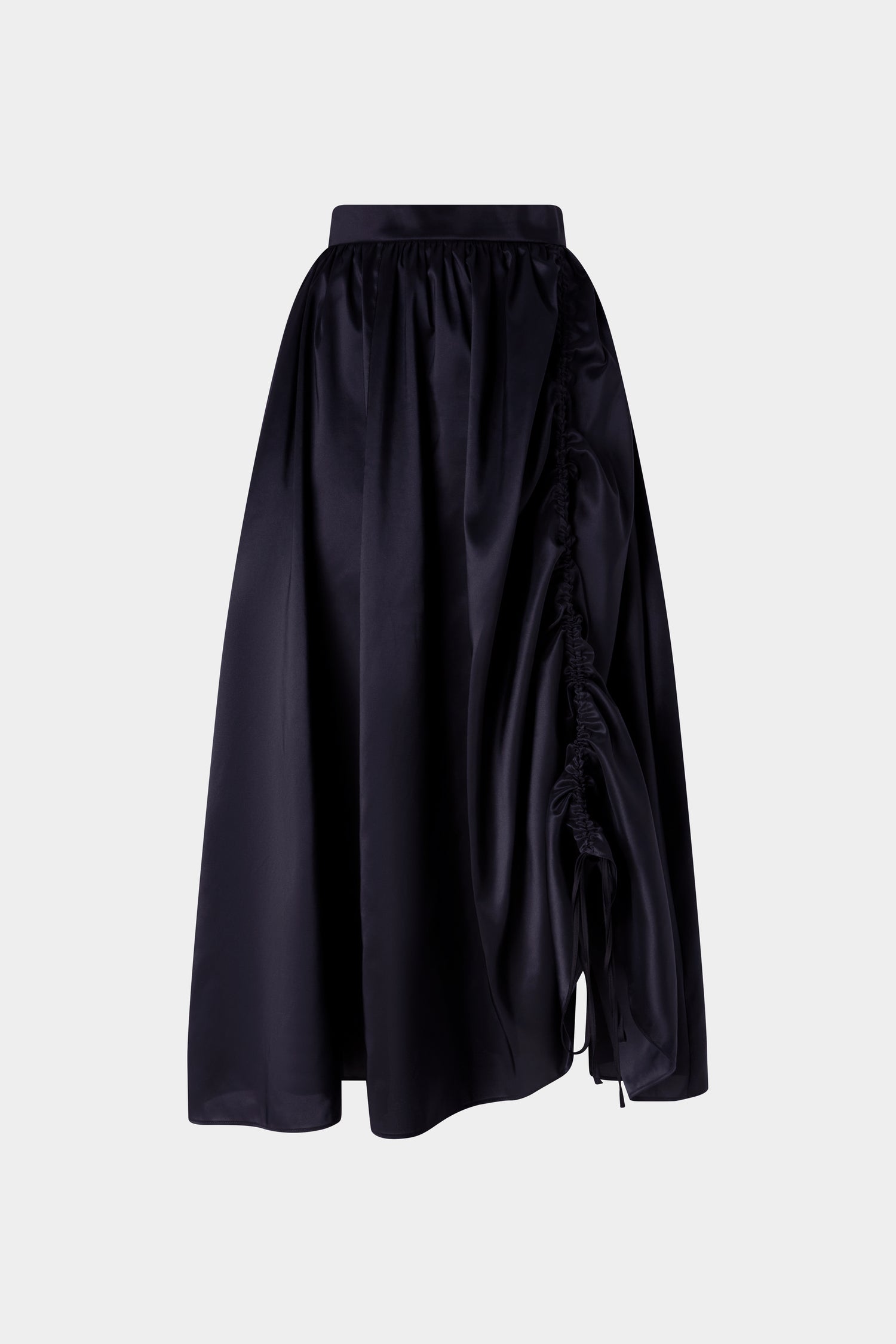 Black Ruched Taffeta Skirt