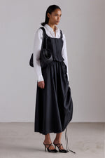 Black Ruched Taffeta Skirt
