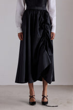 Black Ruched Taffeta Skirt