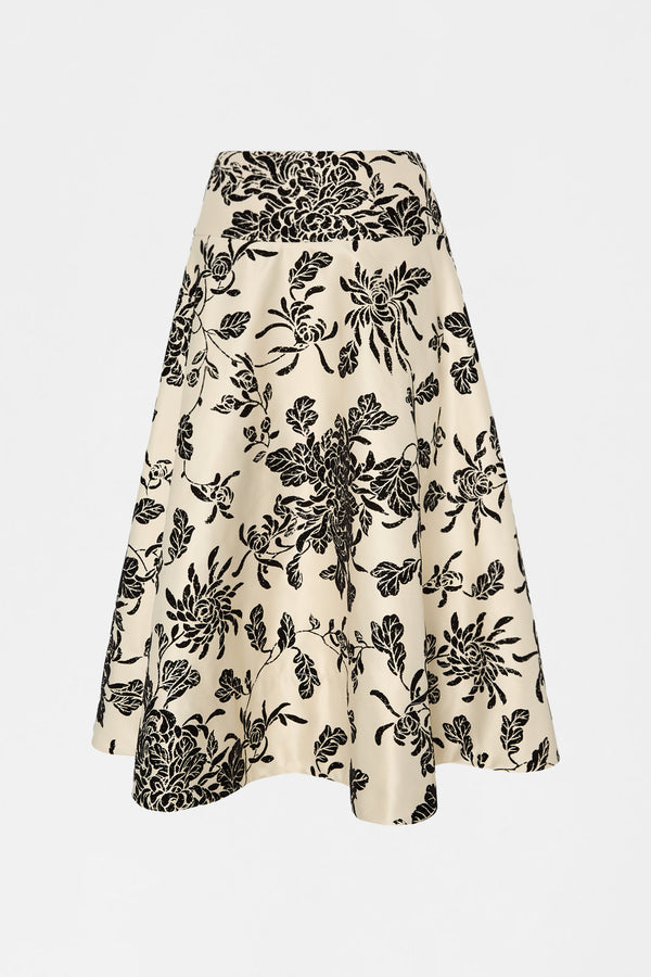 Floral Wallpaper Midi Circle Skirt