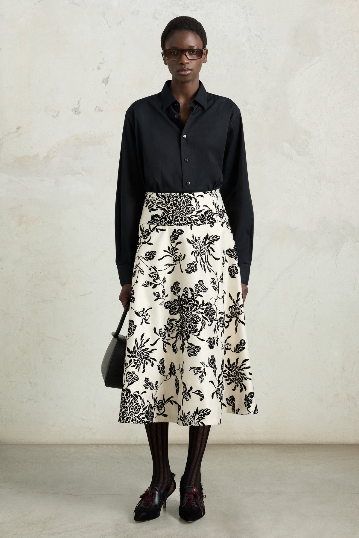 Floral Wallpaper Midi Circle Skirt