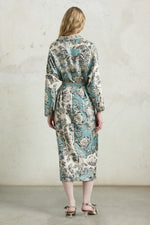 Turquoise Floral Draped Skirt