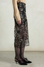 Gonna a tubino in tulle ricamato