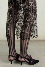 Gonna a tubino in tulle ricamato