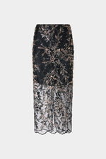 Gonna a tubino in tulle ricamato