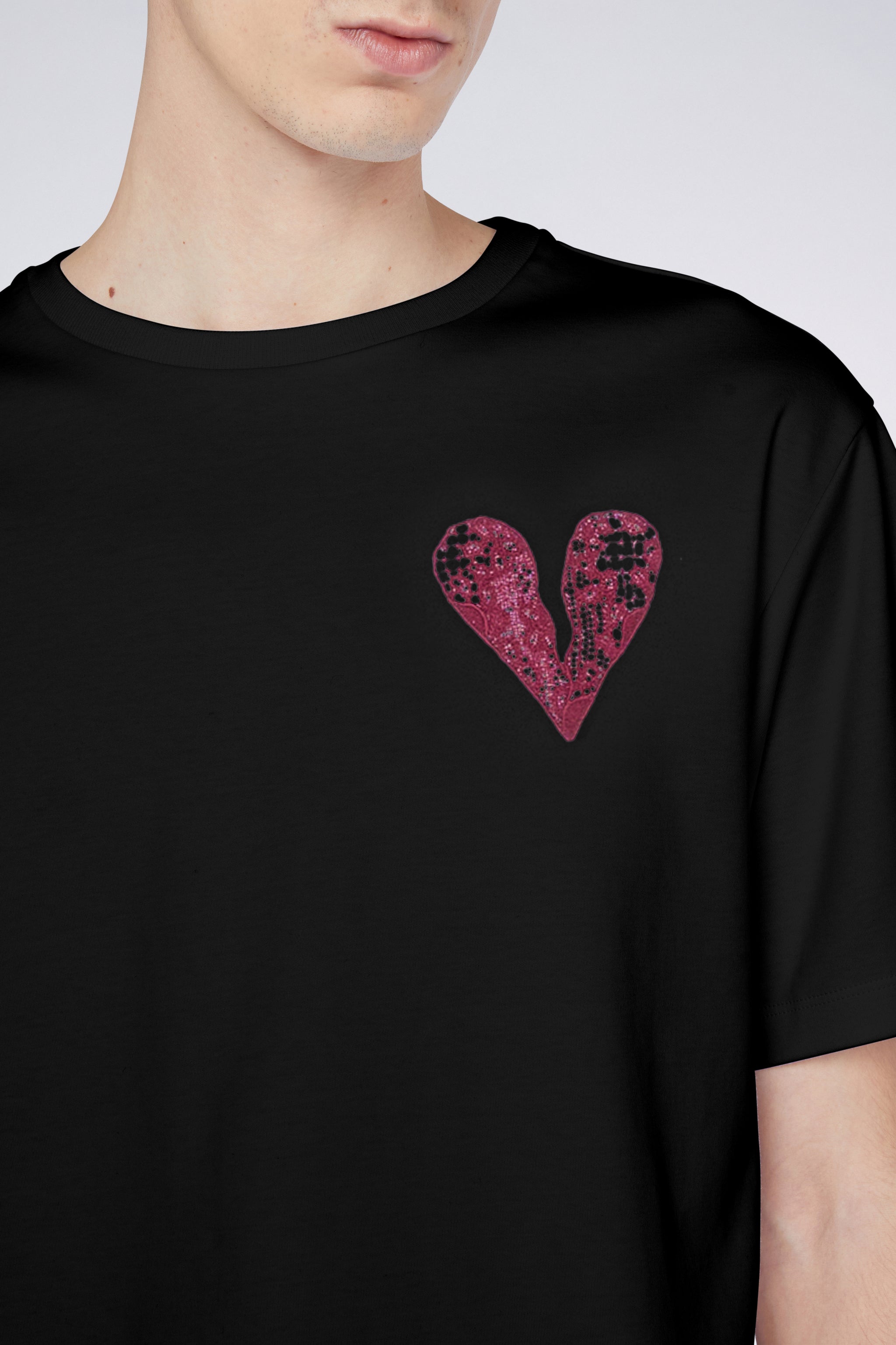 Pistol Boutique Uomo Nero Profondo Scollo A V Amore & Odio Cuore - Foto 5