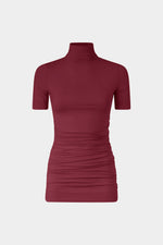 Top a Collo Alto in Jersey Bordeaux