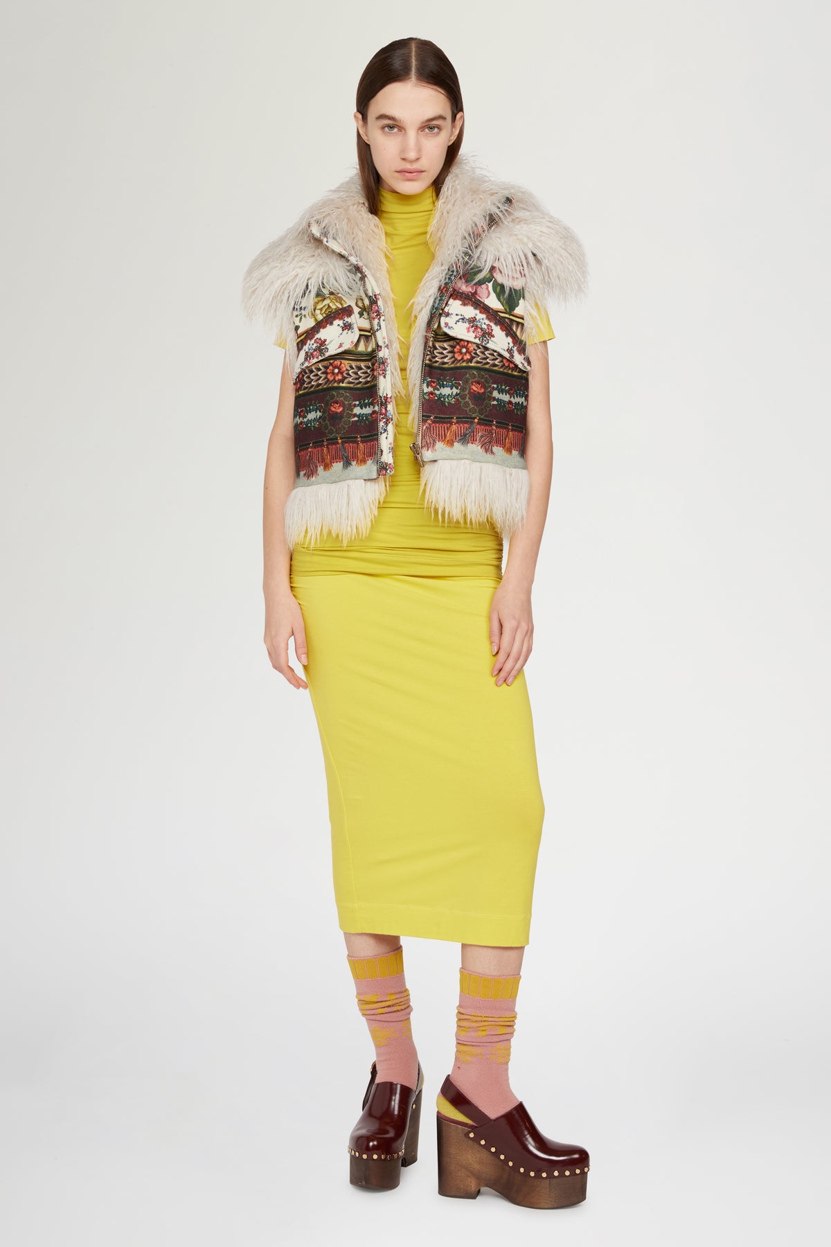 Top a Collo Alto in Jersey Giallo