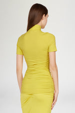 Top a Collo Alto in Jersey Giallo