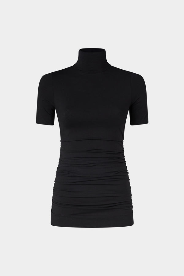 Black Jersey Turtleneck Top