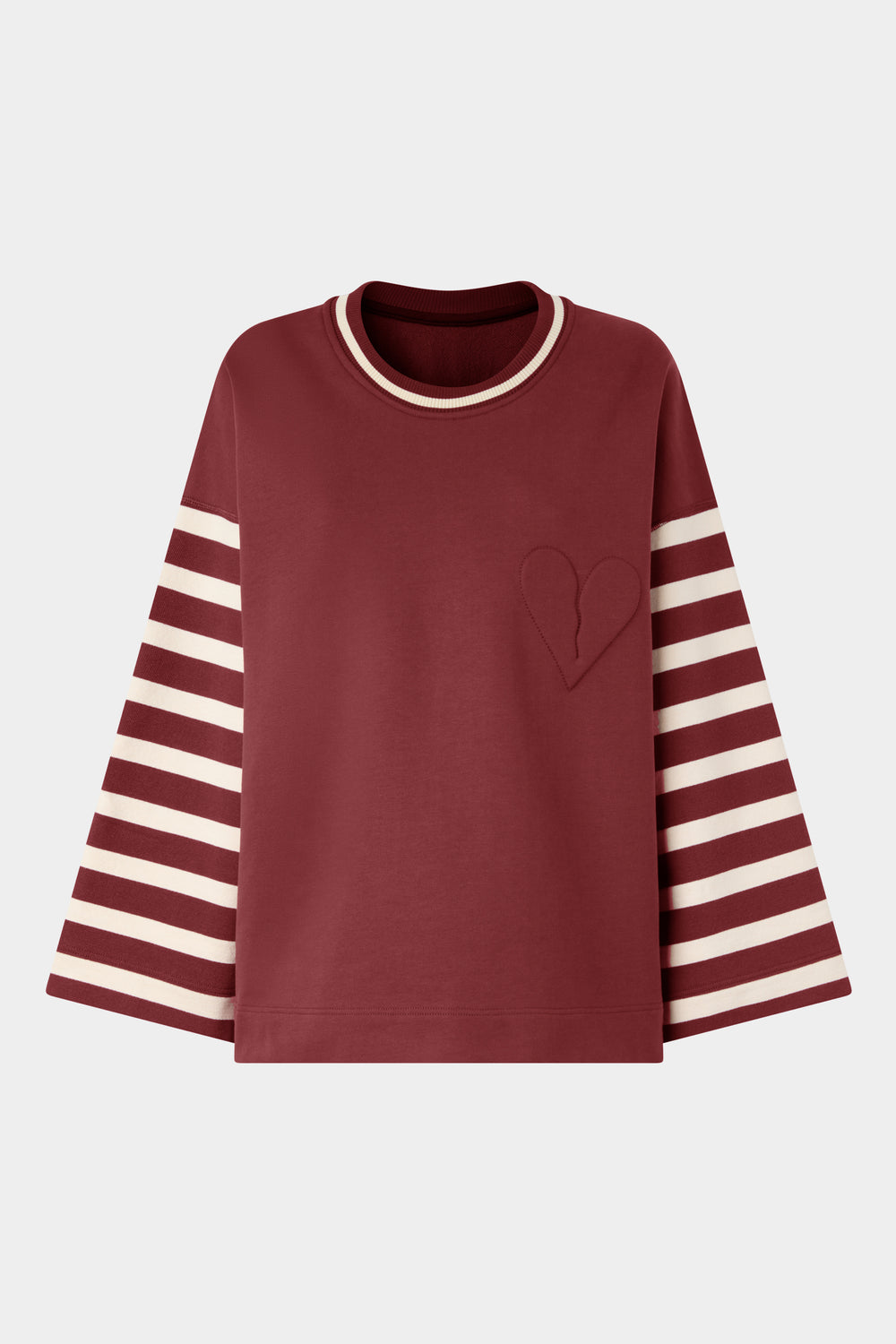 T-shirt Bordeaux con Maniche a Righe
