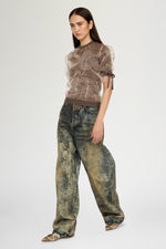 Double-layer Cotton and Polka-dot Organza T-Shirt