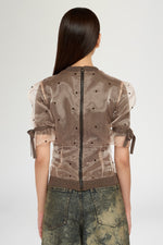 Double-layer Cotton and Polka-dot Organza T-Shirt