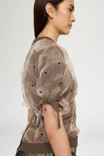Double-layer Cotton and Polka-dot Organza T-Shirt