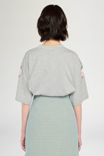 Grey Melange Floral Print T-Shirt