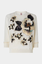 Maglione in Cashmere con Patch Floreale