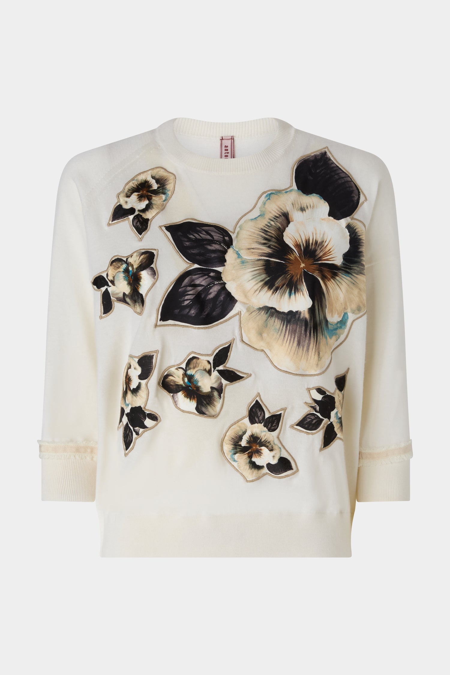 Maglione in Cashmere con Patch Floreale