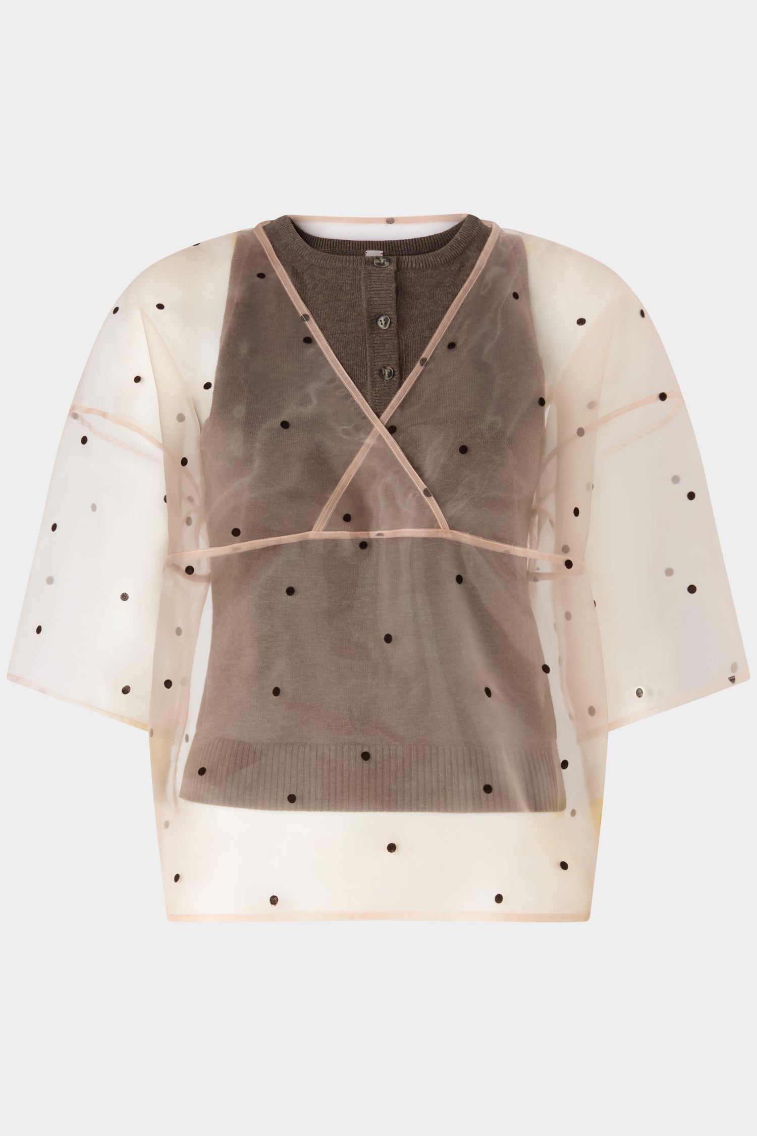 Double-layer Top in Cotton and Polka-dot Organza