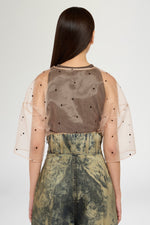 Double-layer Top in Cotton and Polka-dot Organza