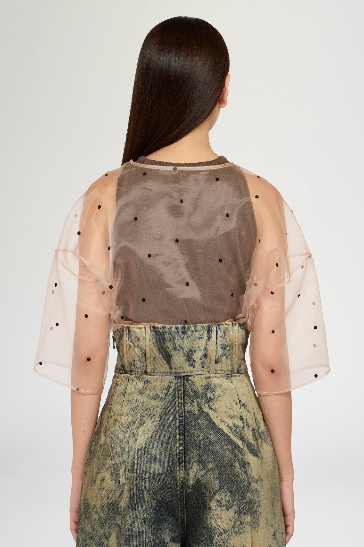 Double-layer Top in Cotton and Polka-dot Organza