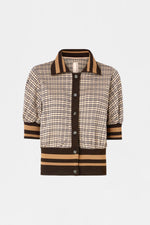 Brown Check Knit Cardigan