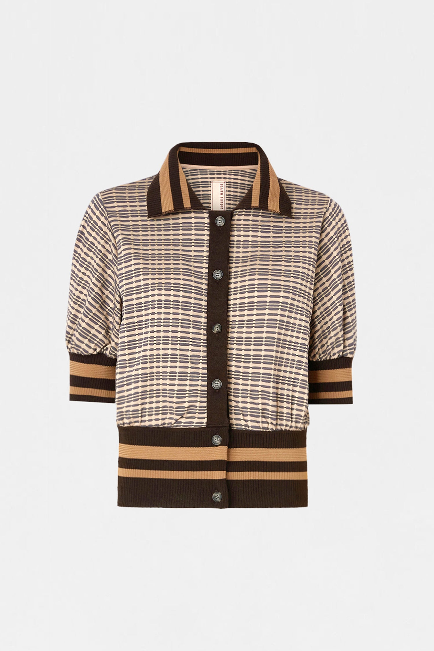 Brown Check Knit Cardigan