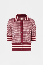 Bordeaux Check Knit Cardigan