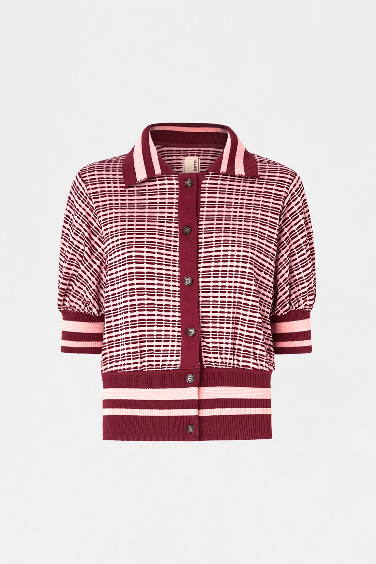 Bordeaux Check Knit Cardigan