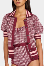 Bordeaux Check Knit Cardigan