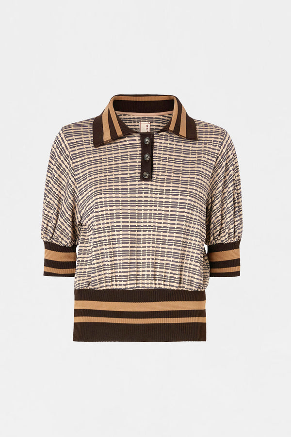 Brown Check Knit Polo
