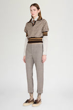 Brown Check Knit Polo